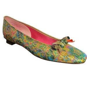 Oomphies Vintage 1960’s Mid Century metallic Colorful Women's Shoes Bow Detail